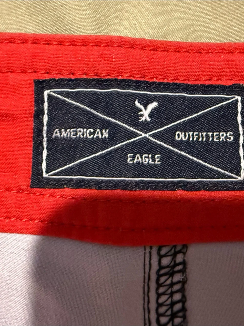 American Eagle Outfitters Men's Navy, Blue & Red Striped Board Shorts